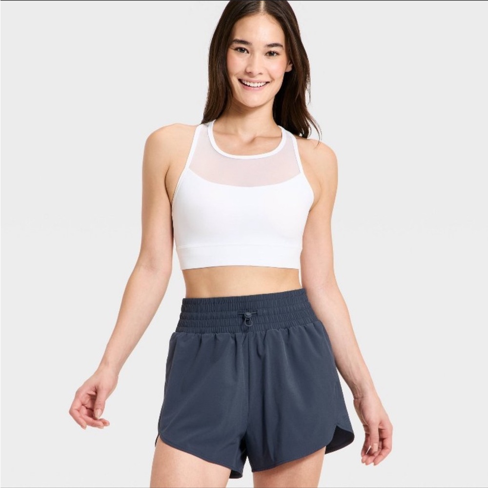 all in motion Blue Layered Athletic Shorts with Smocked Waist